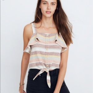 NWT Multi-Color Madewell Tie Front Tank